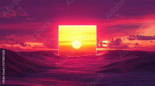 Sunset Square over the Water: A striking visual, a square window frames a captivating sunset, its golden rays cascading over the rippling water