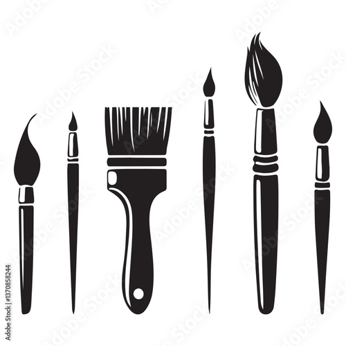 Assorted Paint Brushes Vector Art for Creativity and Artistic Designs