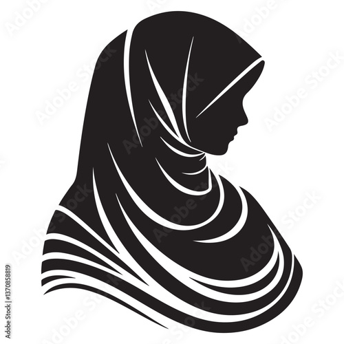 Elegant Woman in Hijab Silhouette Vector Illustration for Islamic Projects