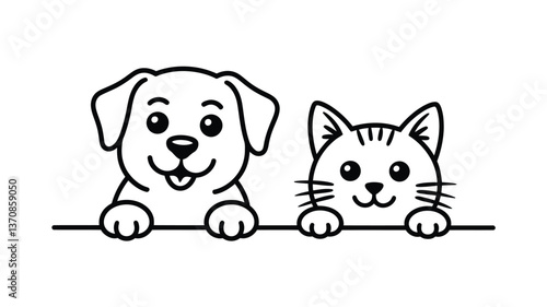 Best Friends Forever: A cheerful illustration of a puppy and a kitten, together, embodying companionship and warmth.