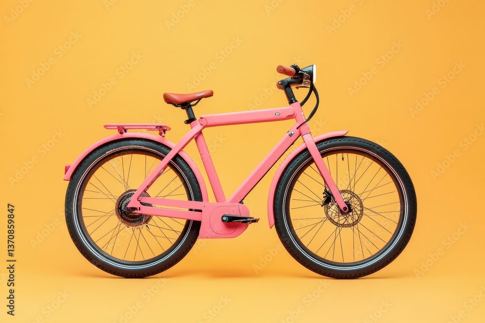 Fototapeta premium Urban Mobility Revolution Bold Pink Electric Commuter Bike Redefining Sustainable Transportation with Sleek Design and Zero-Emission Performance for Modern City Dwellers