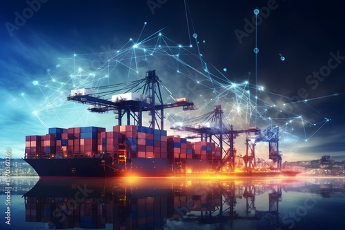 Global Business Logistics Technology Interface Connecting Container Cargo Freight Trains for Import Export