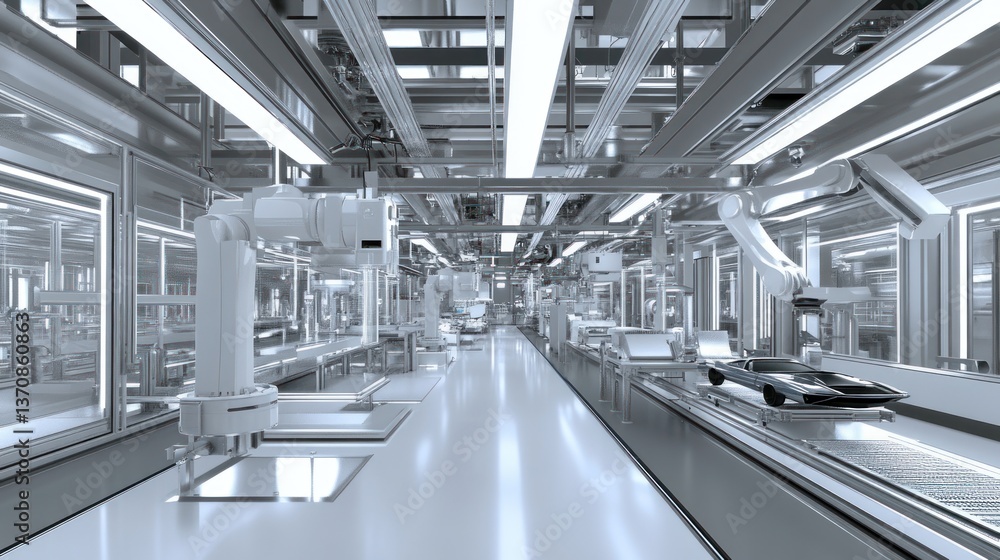 Modern automated car factory assembly line Modern automated car factory assembly line