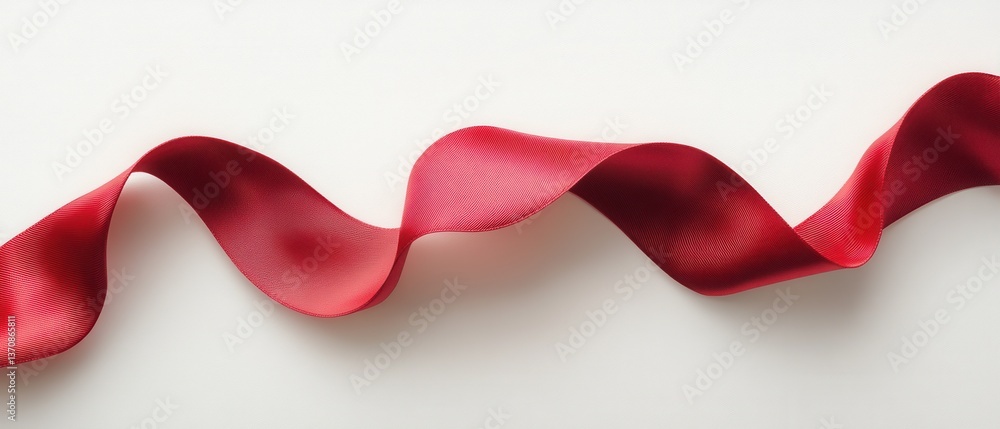 Elegant Crimson Ribbon Flowing on Textured White Surface Capturing Festive Mood and Celebration with Subtle Shadows and Soft Lighting Elegant Crimson Ribbon Flowing on Textured White Surface Capturing Festive Mood and Celebration with Subtle Shadows and Soft Lighting