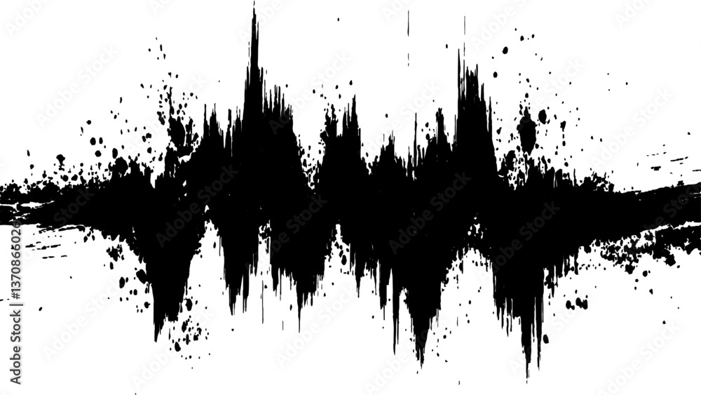 custom made wallpaper toronto digitalVector brush grunge texture. Soundwave with ink splatter effect, black and white,