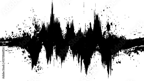 Wallpaper Mural Vector brush grunge texture. Soundwave with ink splatter effect, black and white, Torontodigital.ca