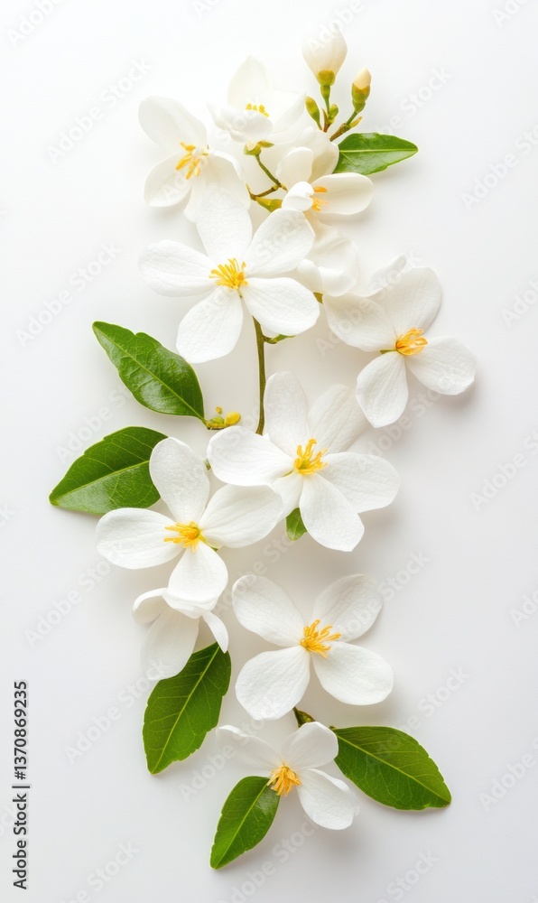 Obraz premium Ethereal Vesak Wellness Pure Jasmine Botanical Composition - Mindful Celebration Design for Spiritual Lifestyle Branding