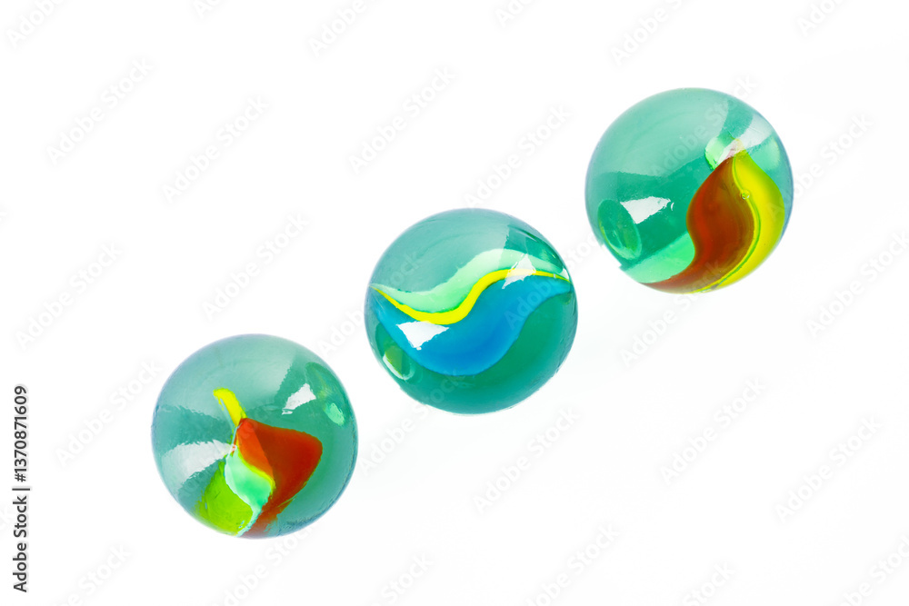 Colored glass marbles ball on white background Colored glass marbles ball on white background