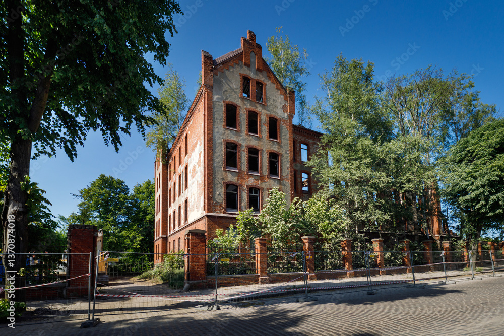 Old abandoned building in Chernyakhovsk town