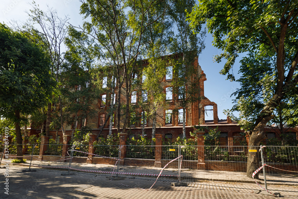 Old abandoned building in Chernyakhovsk town