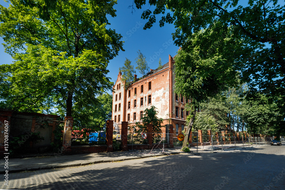 Old abandoned building in Chernyakhovsk town