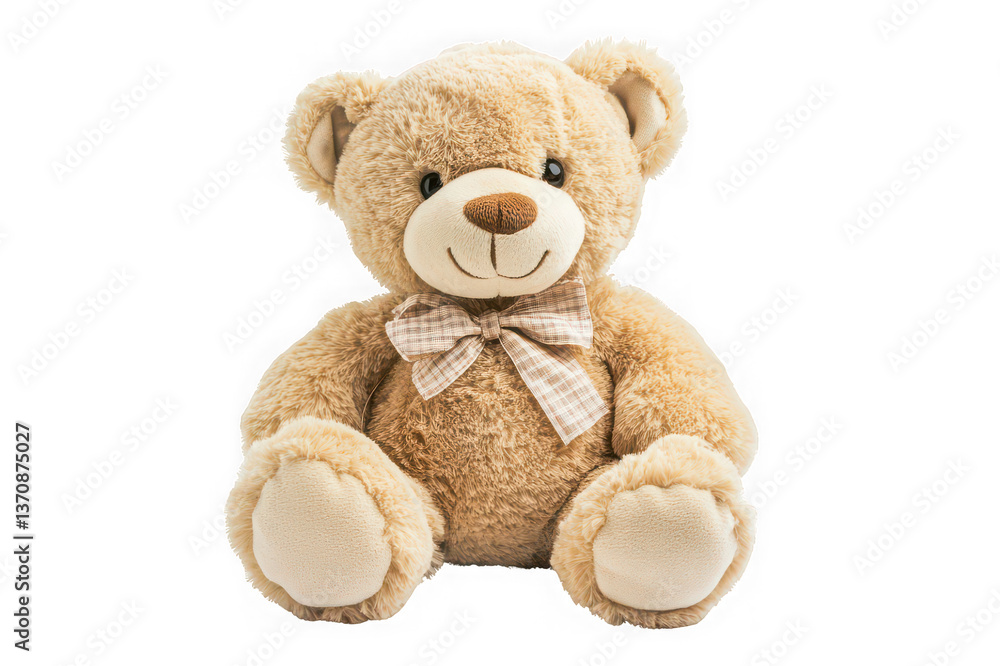 Obraz premium Cute Teddy Bear Sitting – Soft Plush Toy for Children on Transparent Background