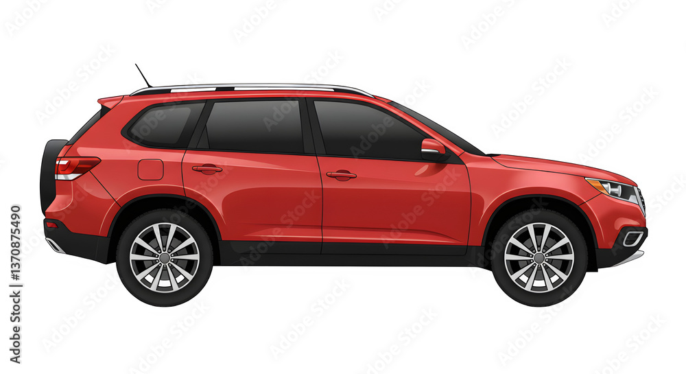 A vector illustration of a modern red car SUV. isolated on white or transparent background. A vector illustration of a modern red car SUV. isolated on white or transparent background.