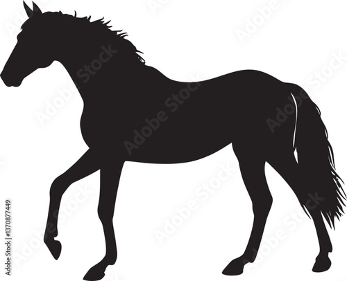 Horse Silhouette Icon, Elegant Walking Horse Vector