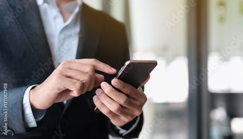 Businessman checking his smartphone