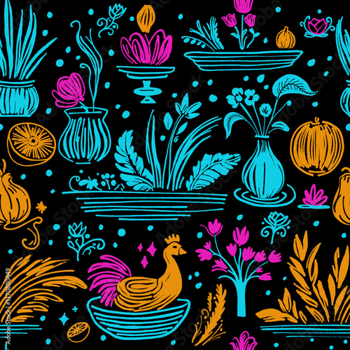 dutch themed seamless floral pattern