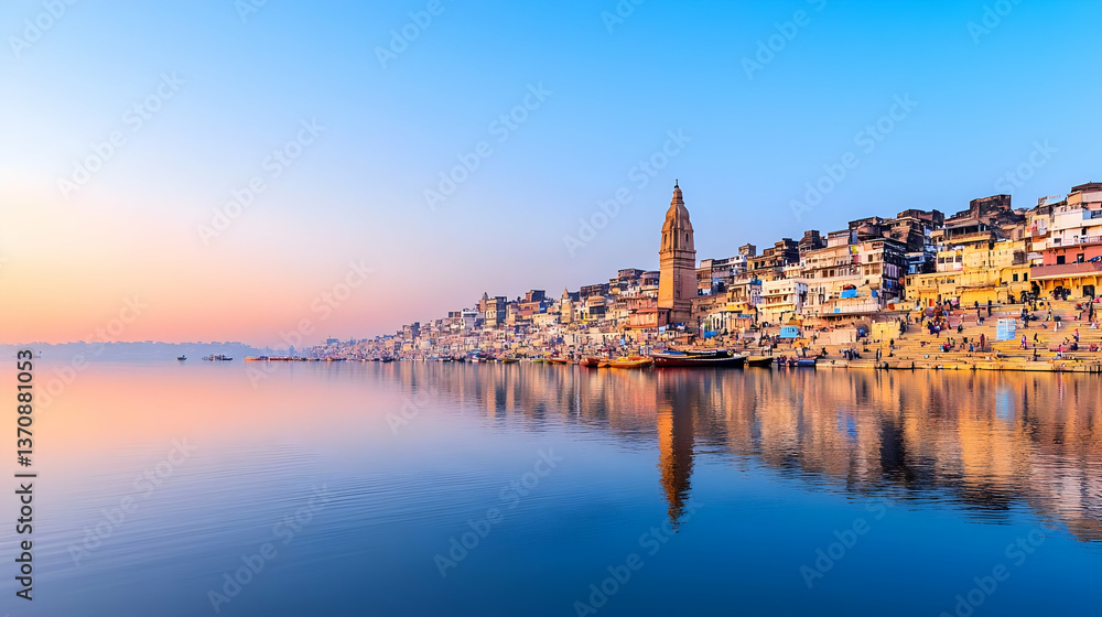 Obraz premium Colorful Coastal Town At Sunrise