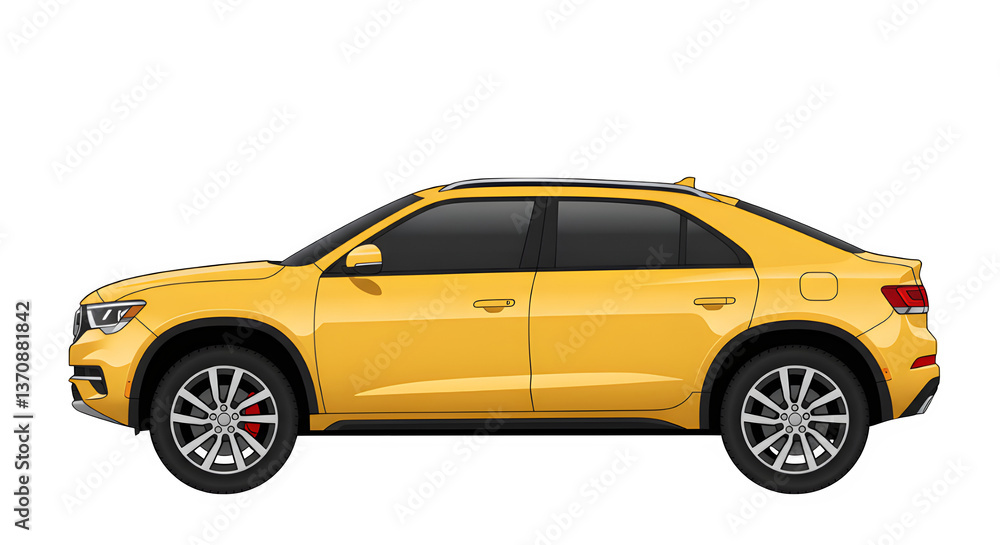 A vector illustration of a modern yellow car SUV. isolated on white or transparent background. A vector illustration of a modern yellow car SUV. isolated on white or transparent background.
