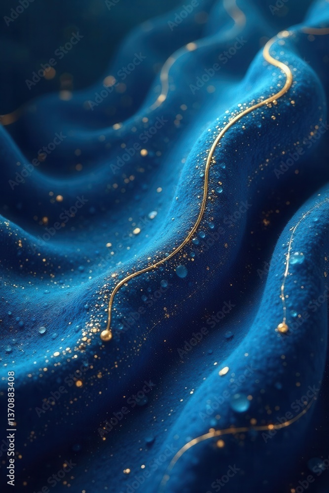 Obraz premium Deep blue undulation, fine gold veins Serene, sophisticated backdrop , graphic, modern, illustration