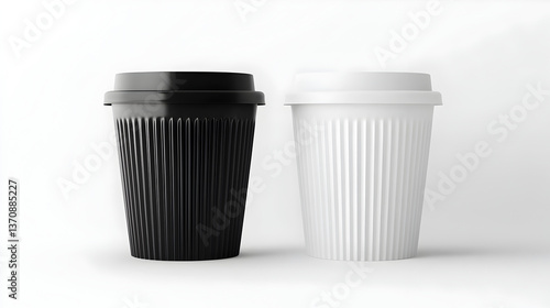 Wallpaper Mural Black and White Coffee Cups Isolated on White Background Torontodigital.ca