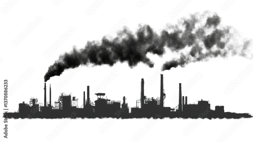 silhouette of a power plant silhouette of a power plant