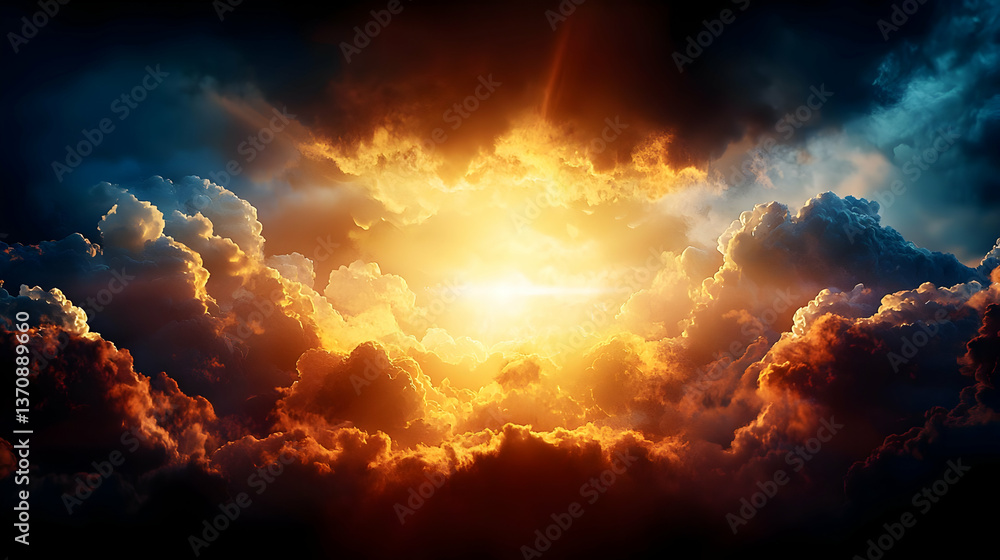 Dramatic Cloudscape With Glowing Sunlight Dramatic Cloudscape With Glowing Sunlight