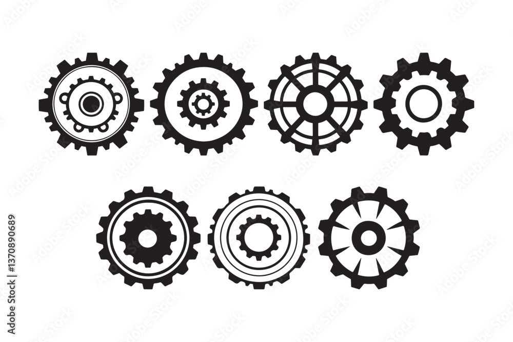 High-Quality Gear Icons for Mechanical and Engineering Designs High-Quality Gear Icons for Mechanical and Engineering Designs