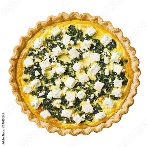 Delicious quiche with cheese and spinach on a transparent background perfect for culinary and food photography transparent background