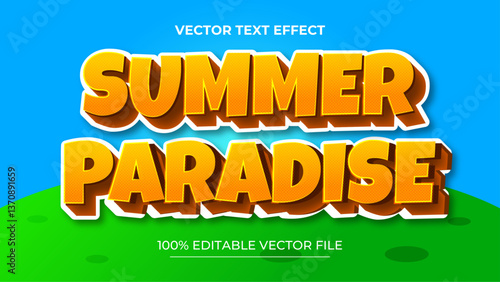 Summer text effect 3d editable text effect with background illustration