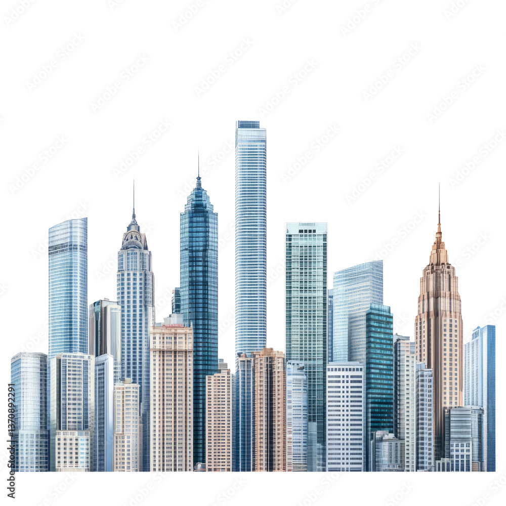 Fototapeta premium Isolated Cityscape on Transparent Background for Design Usage