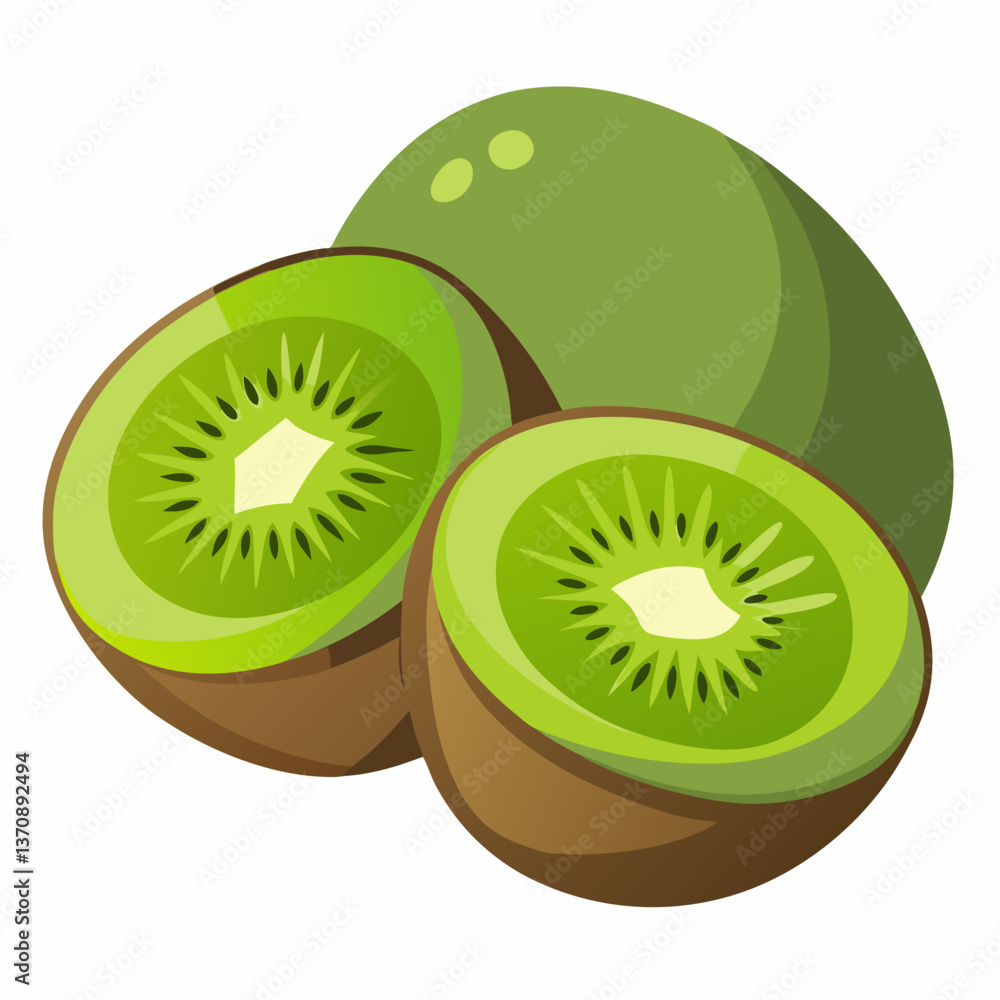 Obraz premium Kiwi Fruits vector art illustration