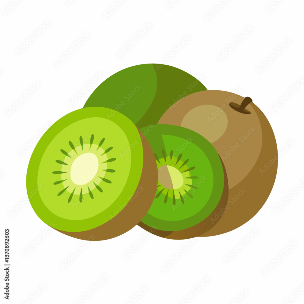 Obraz premium Kiwi Fruits vector art illustration