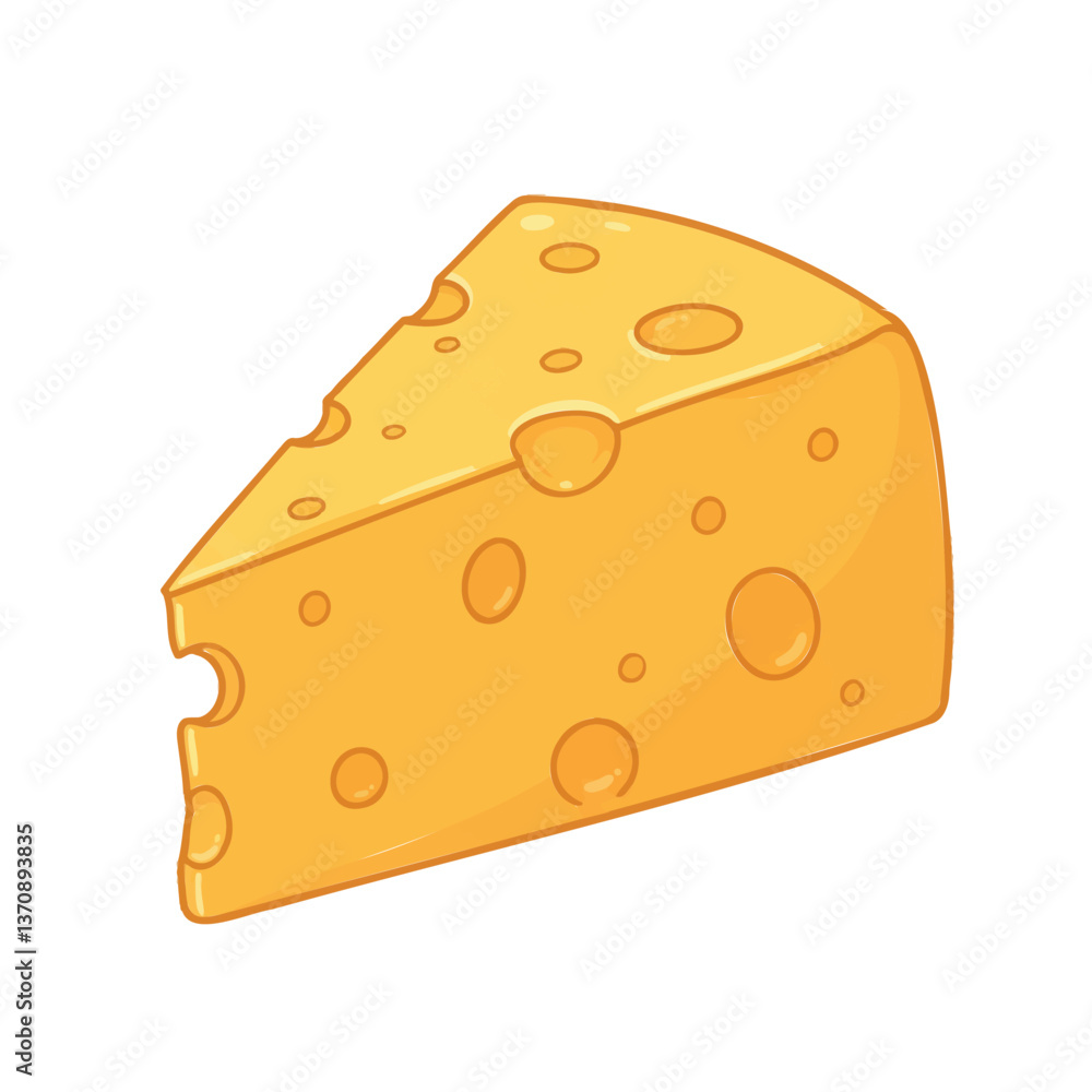a vector illustration of a classic yellow cheese wedge in a playful and whimsical style. a vector illustration of a classic yellow cheese wedge in a playful and whimsical style.