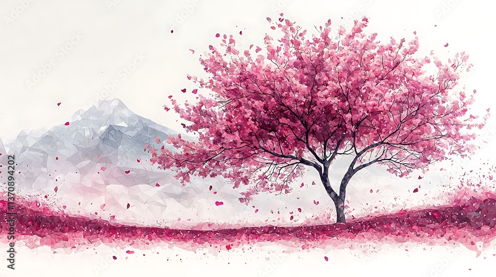 Obraz premium Artistic cherry tree in unique petal swirls art high resolution picture