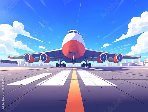 Airplane Taxiing Runway Takeoff.