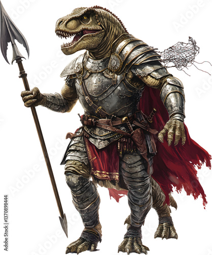 An isolated gladiator dinosaur on white background, Vector, PNG