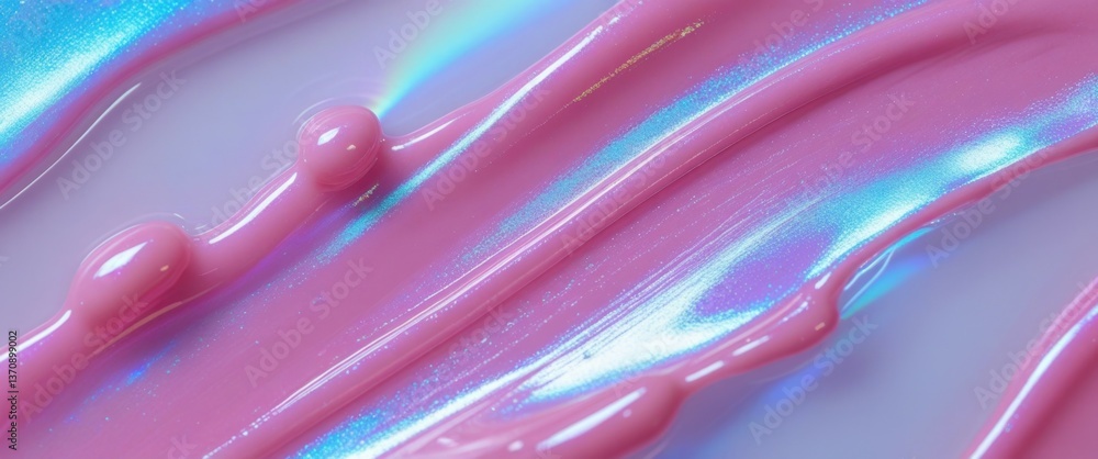 Fototapeta premium vibrant pink liquid dripping down object in creative motion