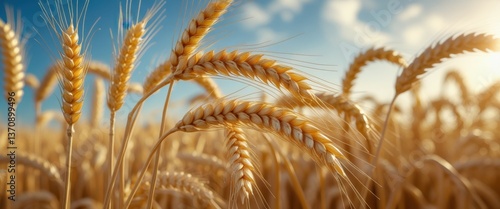 serene wheat field abundance with ripened wheat ears