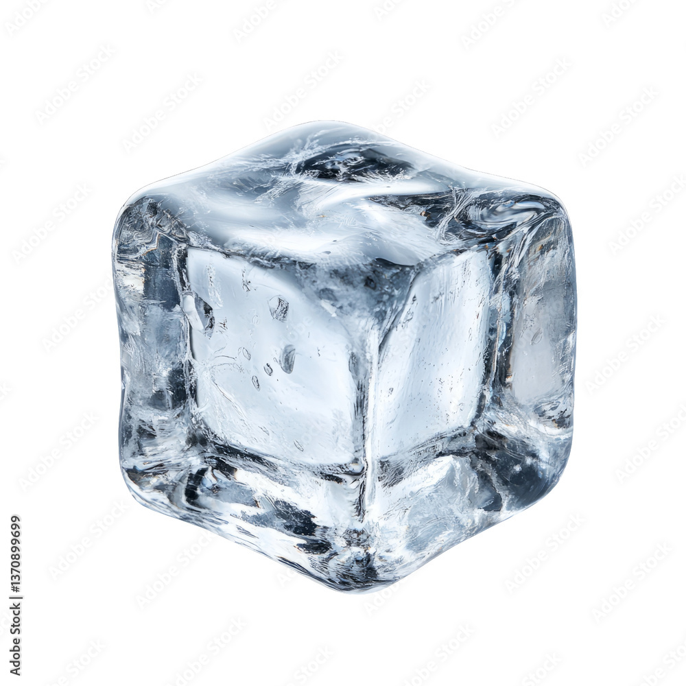 Obraz premium Isolated Ice Cube on Transparent Background for Creative Projects