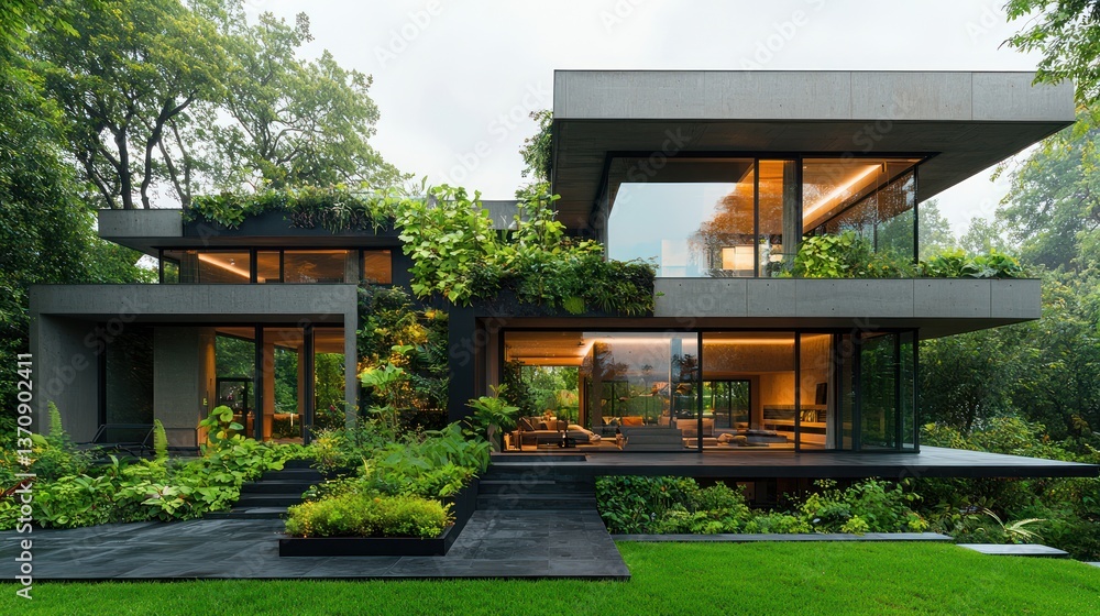 Modern home nestled in lush greenery Modern home nestled in lush greenery