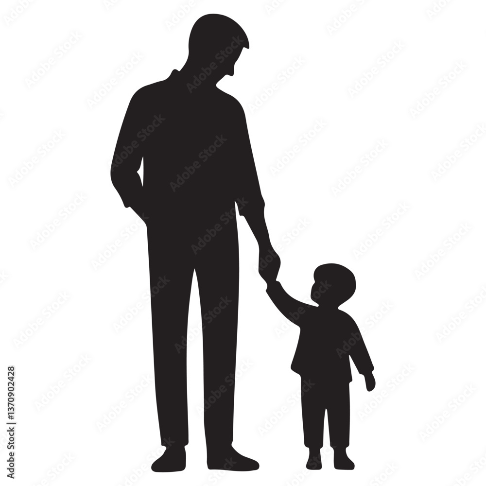 Silhouette of Father and Child Holding Hands Vector Image Silhouette of Father and Child Holding Hands Vector Image