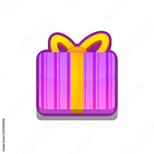 A vibrant, cartoon-style gift box icon with ribbon. Perfect for games, apps, loot crates, rewards, or in-game purchases. Enhance your UI with this eye-catching present icon