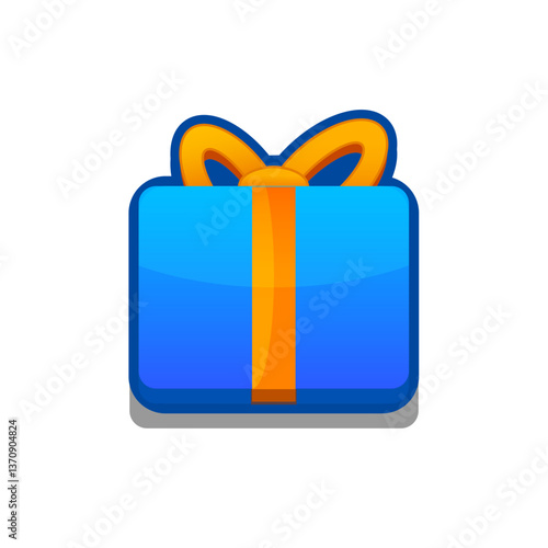 A vibrant, cartoon-style gift box icon with ribbon. Perfect for games, apps, loot crates, rewards, or in-game purchases. Enhance your UI with this eye-catching present icon