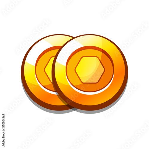 Icon gold coins casual, cartoon-style. Perfect for games, apps, loot crates, rewards, or in-game purchases.