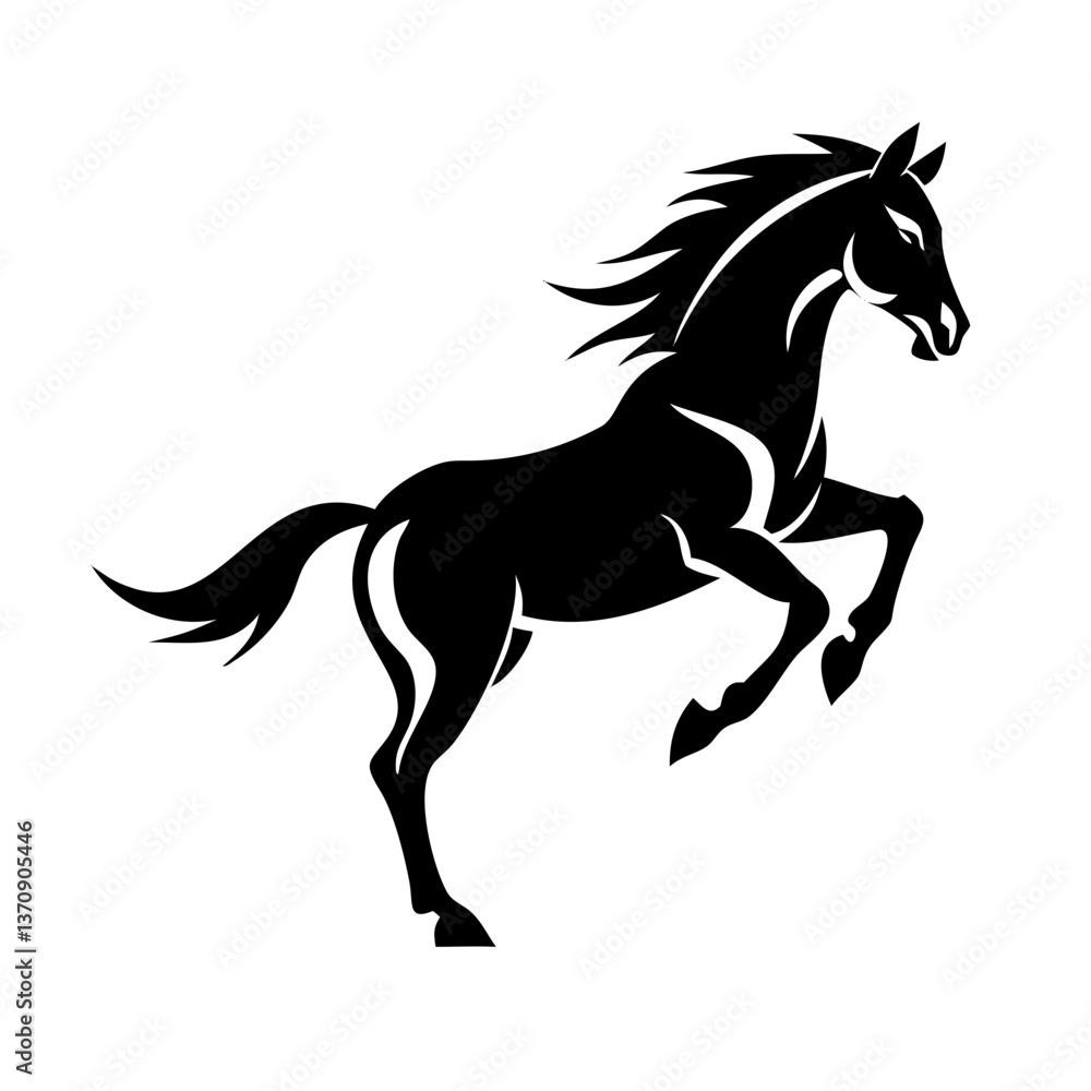 Black stallion silhouette vector illustration of a running equine Black stallion silhouette vector illustration of a running equine