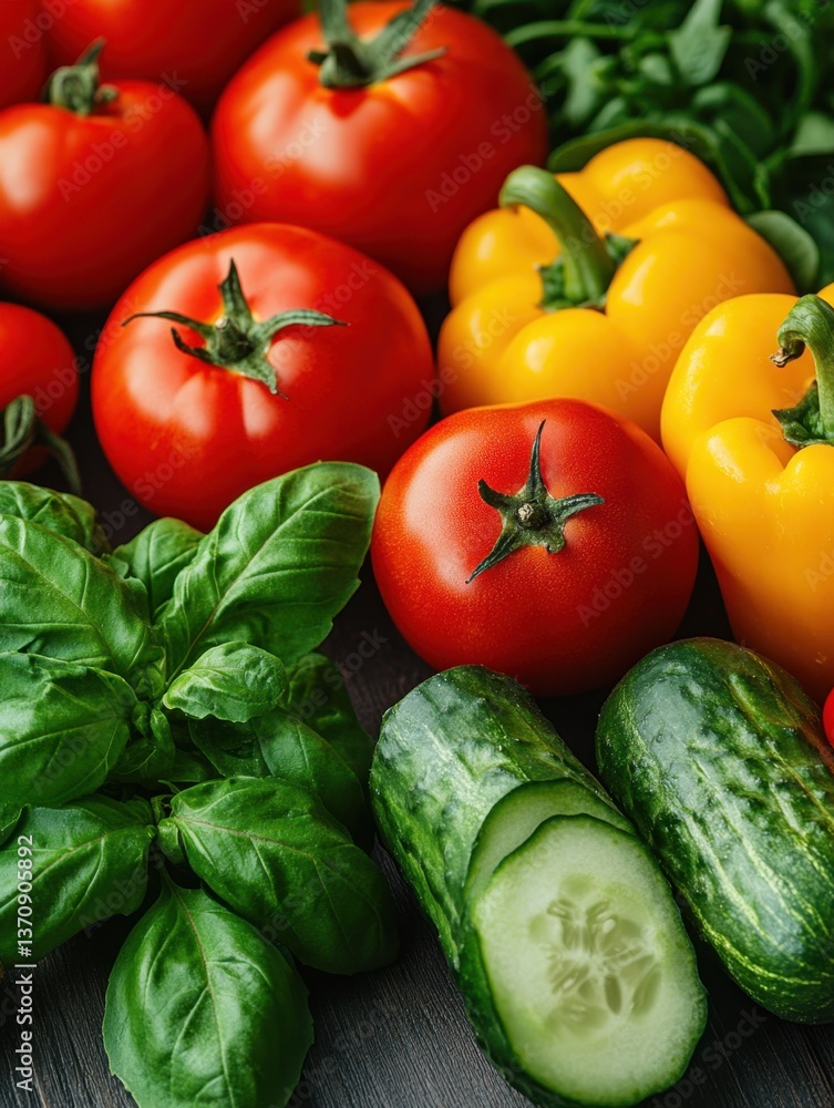 Fresh vegetables arranged on dark wooden surface showcasing vibrant colors and textures for culinary inspiration and healthy eating concept Fresh vegetables arranged on dark wooden surface showcasing vibrant colors and textures for culinary inspiration and healthy eating concept