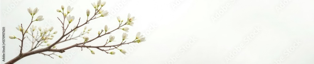 Delicate branches on a pristine white background, foliage, organic Delicate branches on a pristine white background, foliage, organic