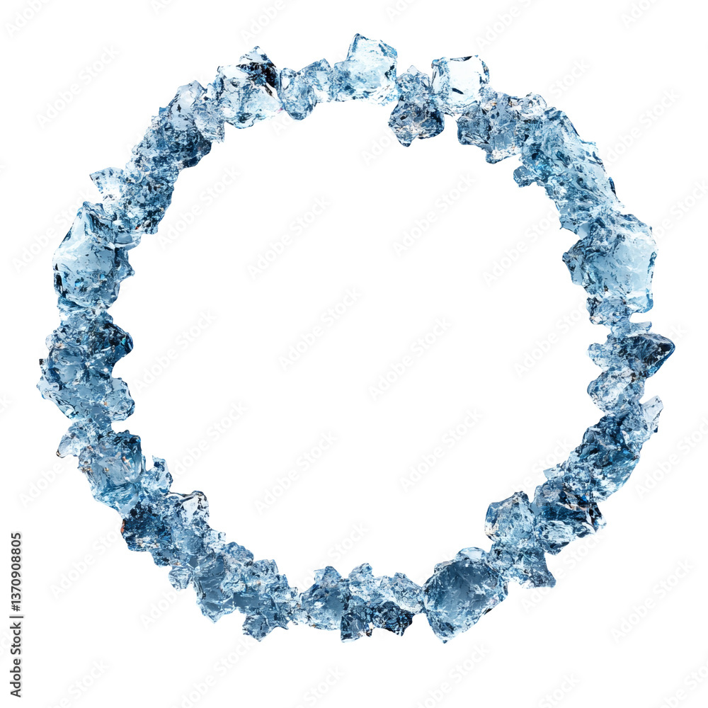 Fototapeta premium Crystal Circle Frame Isolated on Transparent Background for Design