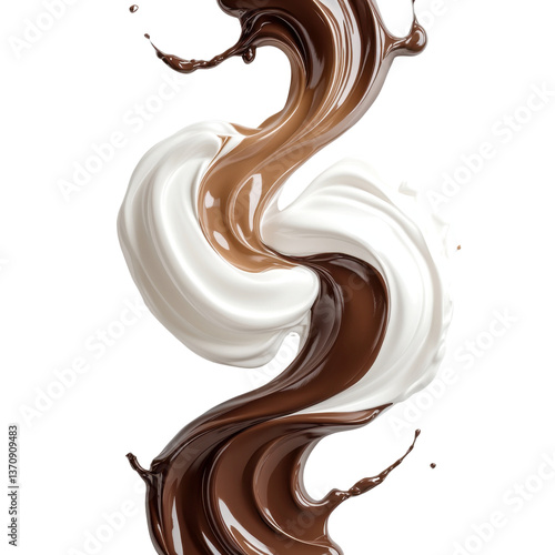 Swirls of Delight: A dynamic visual showcasing an elegant dance between rich dark chocolate and luscious vanilla cream