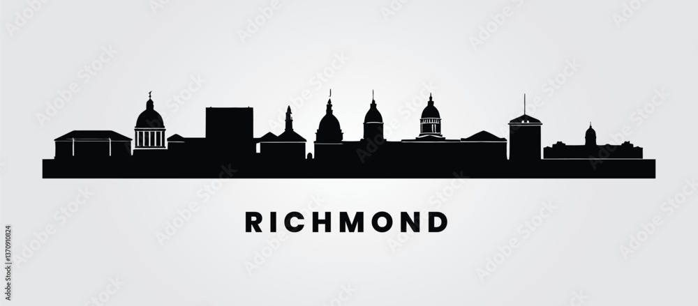 Obraz premium Chic Richmond VA Poster – Skyline Outline Art | White Background | Urban Landscape Gift